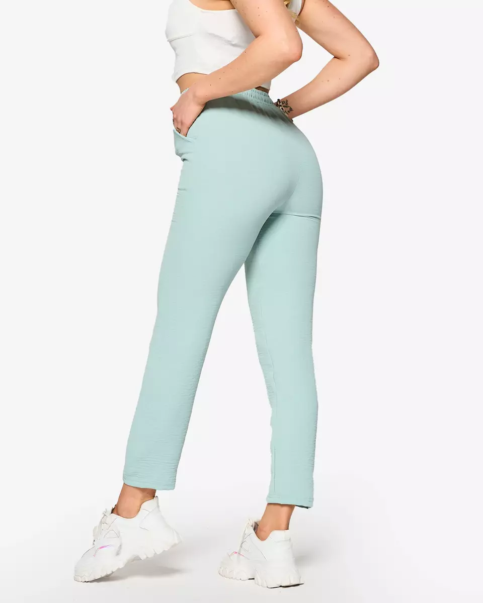 М'ятні жіночі прямі брюки з тканини - Одяг