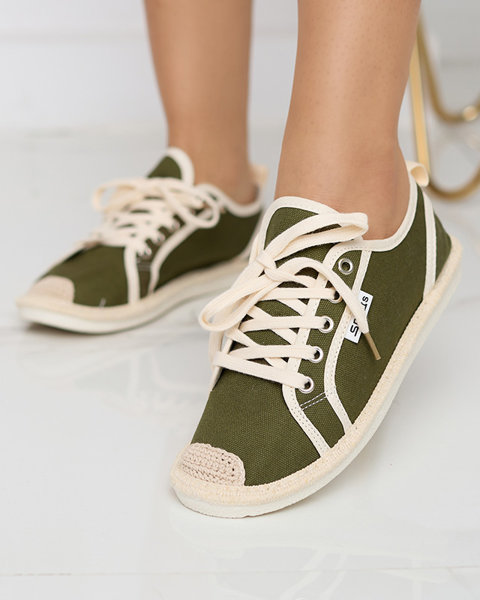 Мокіда зелені ткані жіночі кросівки - Взуття