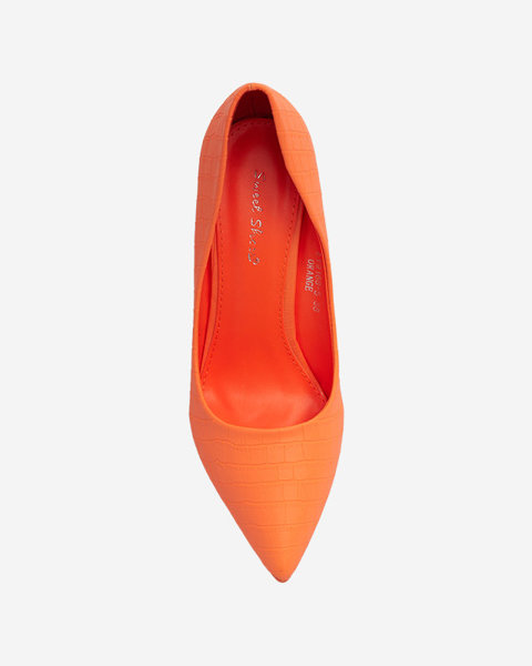 Неоново-помаранчеві жіночі туфлі-човники на шпильці з тисненням Asota - Взуття