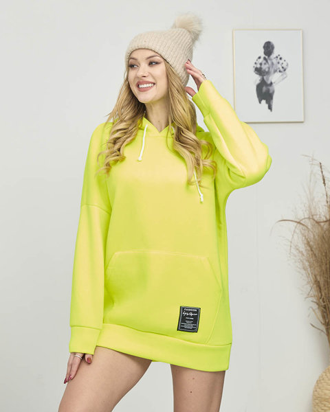 Неоново-жовта жіноча кофта кенгуру з утеплювачем - Одяг