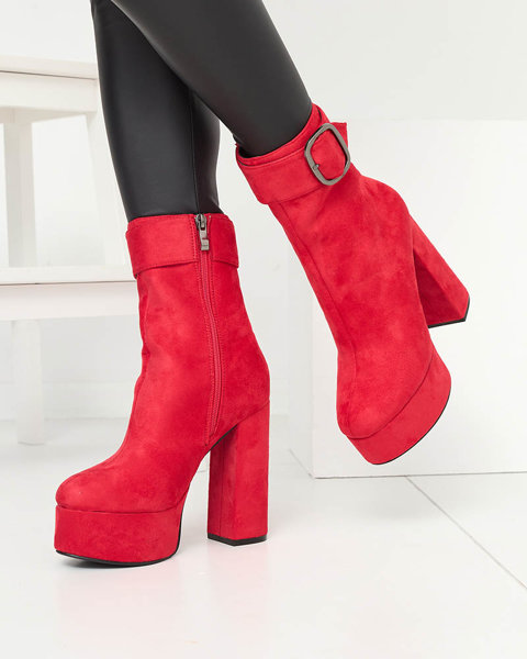 OUTLET Червоні жіночі чоботи на високих підборах Vefera - Взуття