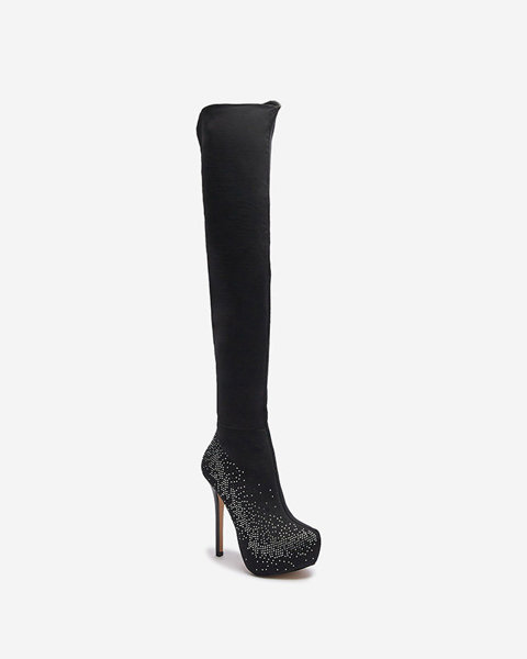OUTLET Чорні жіночі чоботи на шпильці Agiocio- Footwear