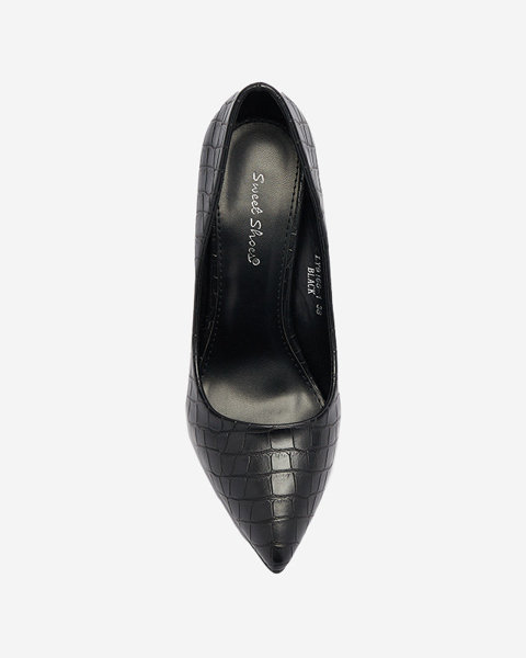 OUTLET Чорні жіночі туфлі-човники на шпильці з тисненням Asota - Взуття