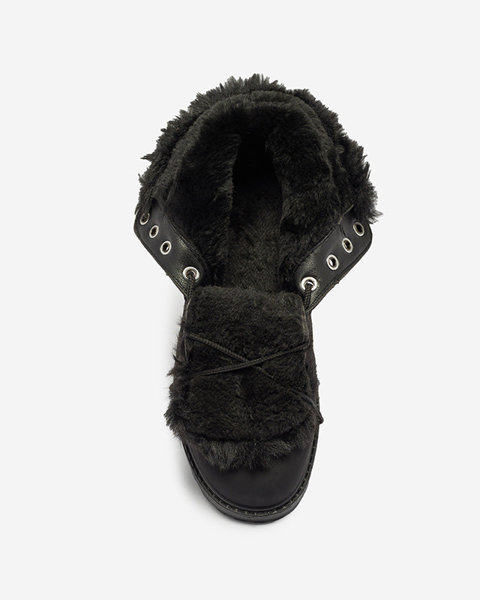 OUTLET Класичні жіночі снігоступи з хутром чорного кольору Tauna - Взуття