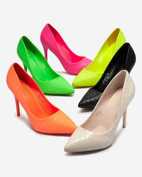 OUTLET Кремові жіночі туфлі-човники на шпильці з тисненням Asota - Взуття
