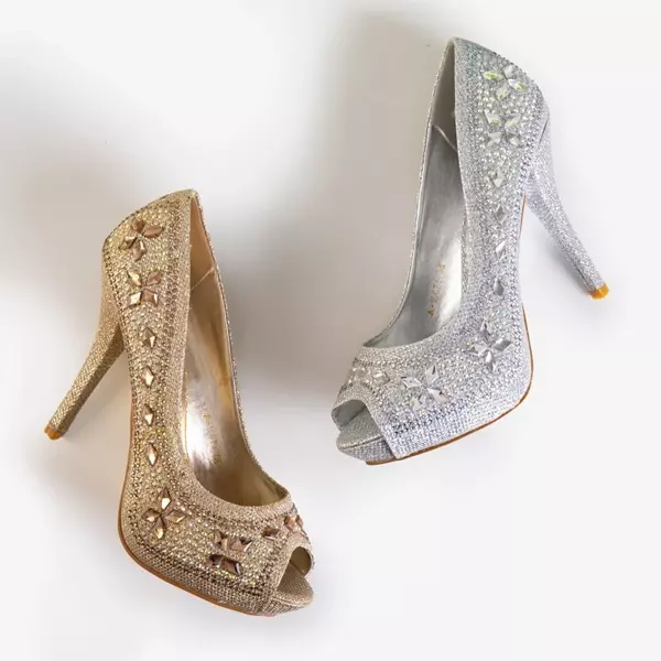 OUTLET Срібні жіночі туфлі з орнаментом Polinari - Взуття