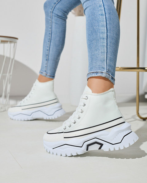 OUTLET Жіночі білі утеплені спортивні черевики на платформі а-ля кеди Retiha - Взуття