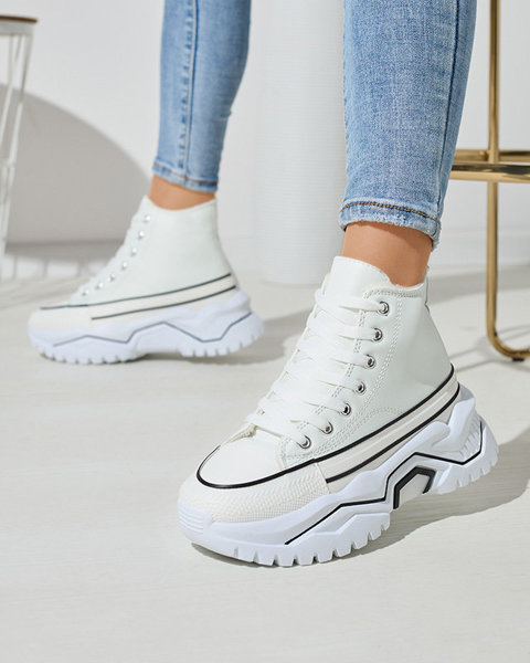 OUTLET Жіночі білі утеплені спортивні черевики на платформі а-ля кеди Retiha - Взуття