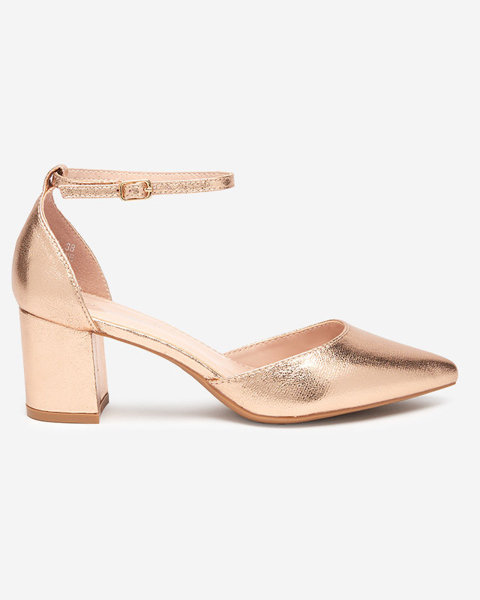OUTLET Жіночі босоніжки на низькій шпильці з рожевого золота Nerola - Взуття