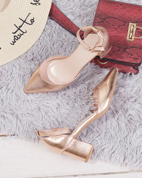 OUTLET Жіночі босоніжки на низькій шпильці з рожевого золота Nerola - Взуття