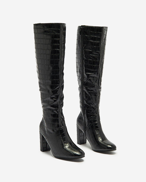 OUTLET Жіночі черевики на шпильці з тисненням чорного кольору Mastiu- Взуття