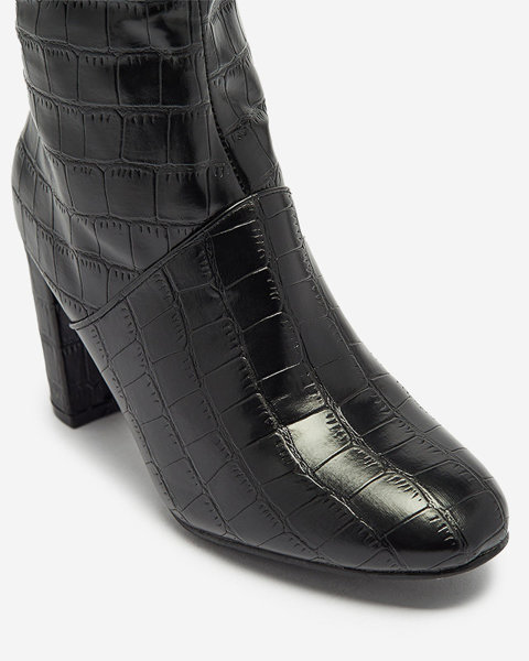 OUTLET Жіночі черевики на шпильці з тисненням чорного кольору Mastiu- Взуття