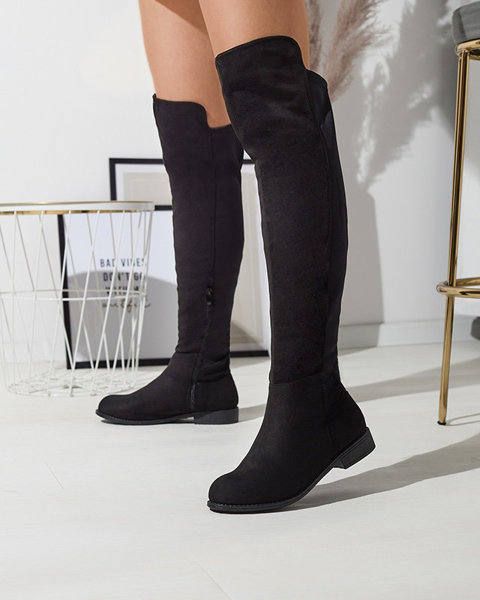 OUTLET Жіночі чорні чоботи з екозамші вище коліна Doggu- Footwear