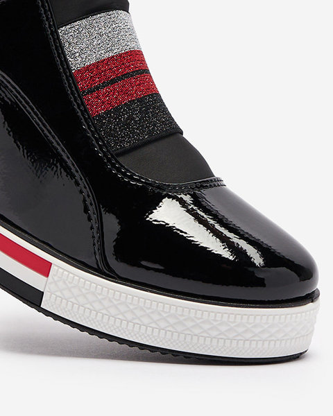 OUTLET Жіночі спортивні черевики з блискітками та хутром чорного кольору Solp - Взуття