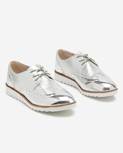 OUTLET Жіночі сріблясті туфлі з блискучими срібними вставками Retinisa - Взуття
