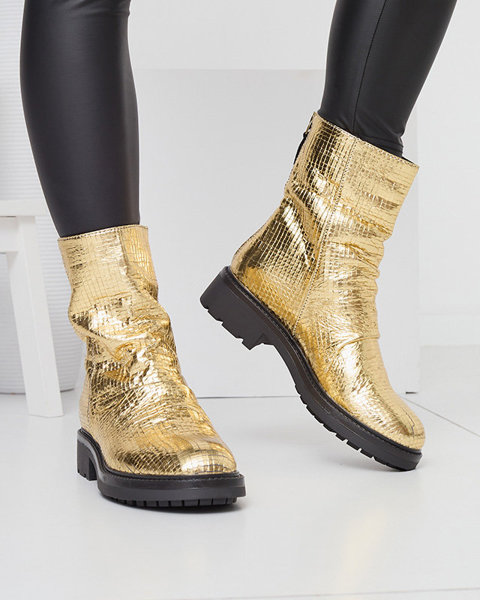 OUTLET Жіночі золоті чоботи з тисненням Ahhy- Footwear