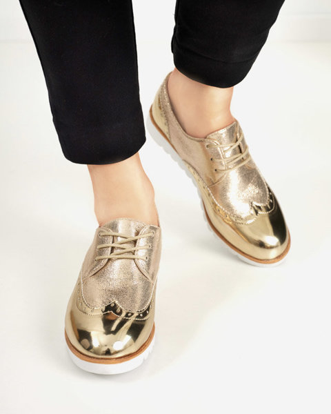 OUTLET Жіночі золоті напівчеревики з парчевими сріблястими вставками Retinisa - Взуття