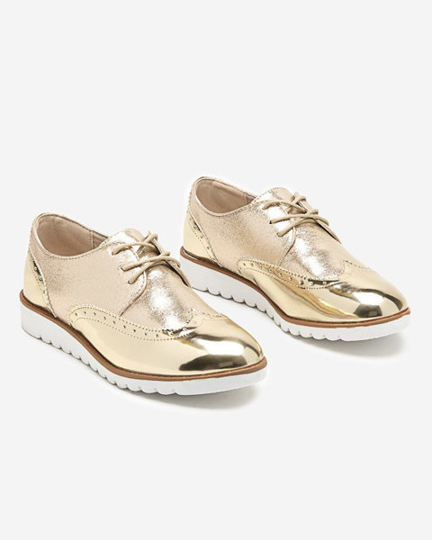 OUTLET Жіночі золоті напівчеревики з парчевими сріблястими вставками Retinisa - Взуття