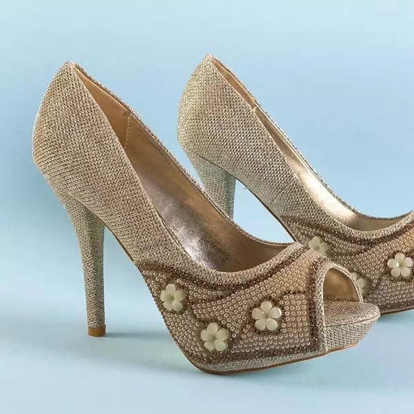 OUTLET Золоті жіночі туфлі на високих підборах Christyn - Взуття