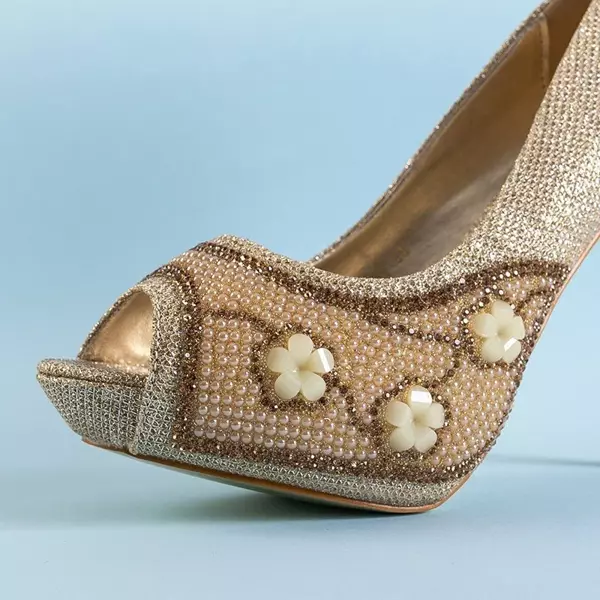 OUTLET Золоті жіночі туфлі на високих підборах Christyn - Взуття