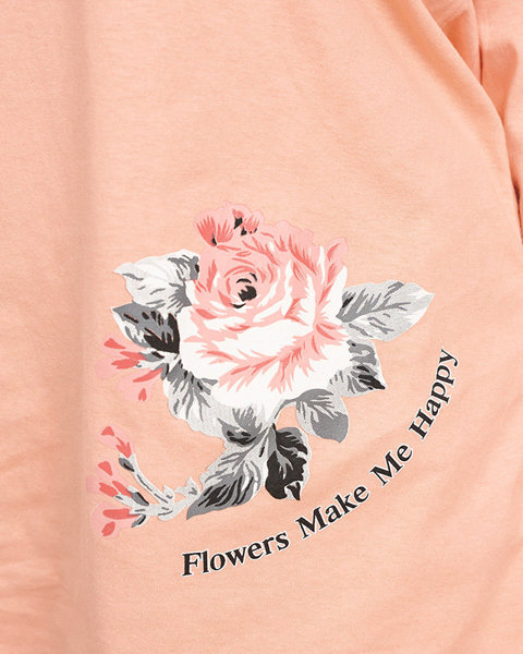 Помаранчева жіноча піжама з квітковим принтом PLUS SIZE - Одяг