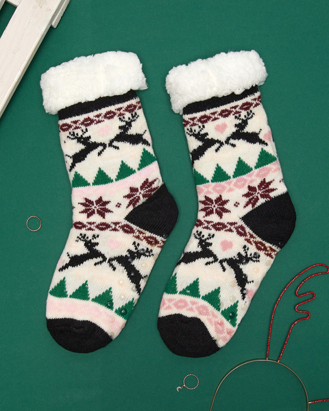 Різнокольорові жіночі шкарпетки з новорічним візерунком - Нижня білизна