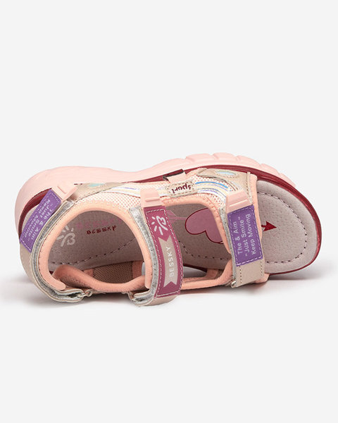 Рожеві дитячі босоніжки з різнокольоровими вставками Meniko - Туфлі