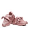 Różowe,  satynowe sportowe obuwie z kokardką Mabel- Obuwie