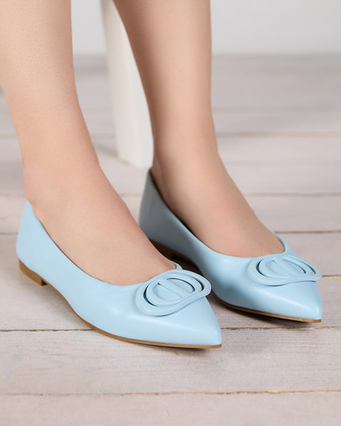 Сині жіночі гострокінцеві балерини з орнаментом на носочку Manico - Взуття