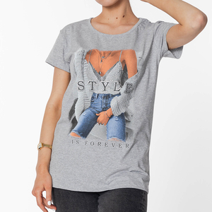 Сіра жіноча футболка з принтом