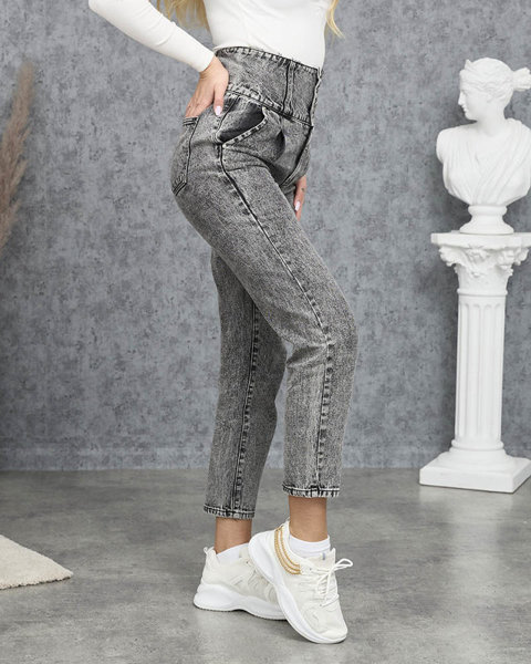 Сірі жіночі джинси для мами з високою талією - Одяг