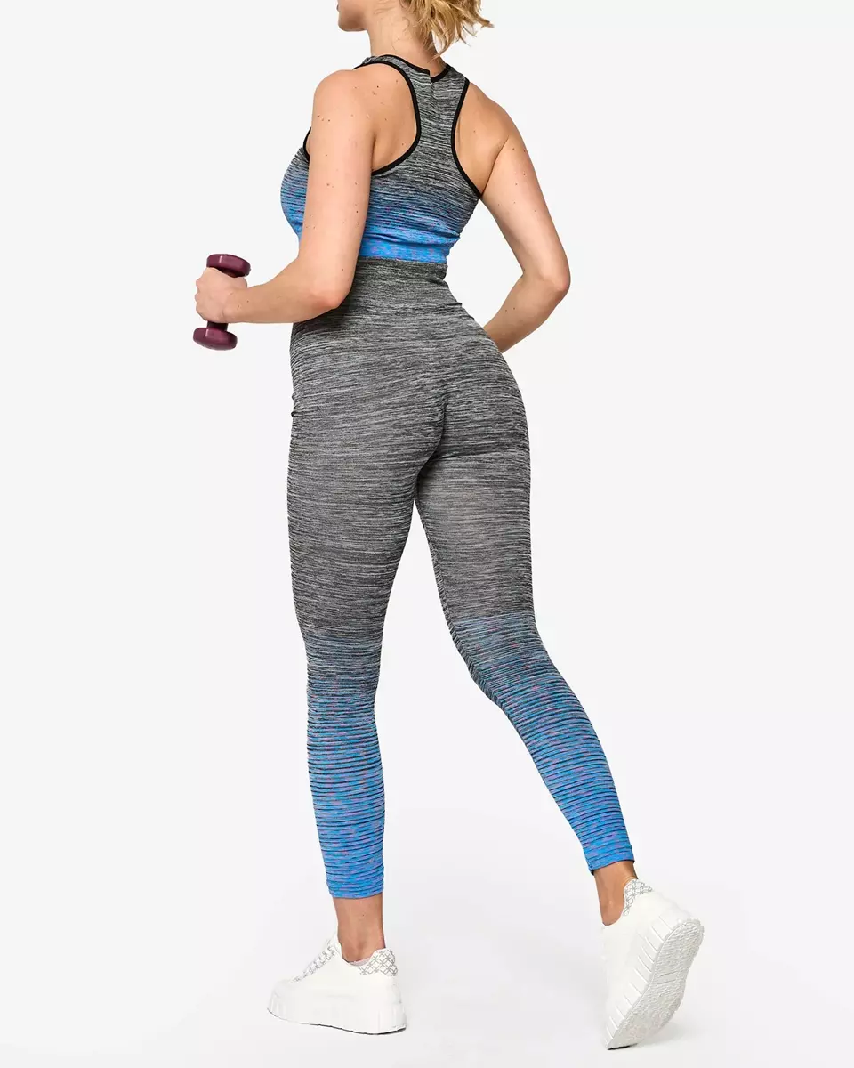 Сірий жіночий спортивний комплект з синіми вставками - Одяг