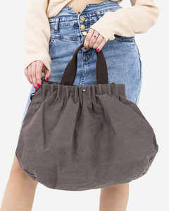 Сіро-коричнева жіноча сумка з тканини