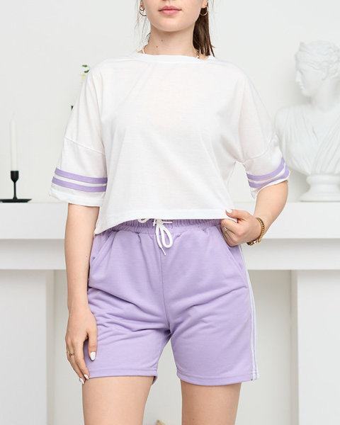 Спортивний жіночий спортивний комплект з фіолетовими смужками - Одяг