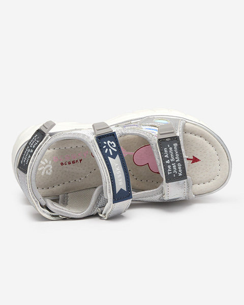 Сріблясті дитячі босоніжки з різнокольоровими вставками Meniko - Footwear