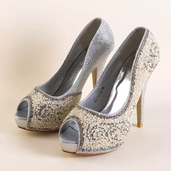 Срібні блискучі туфлі на шпильці Adriannah