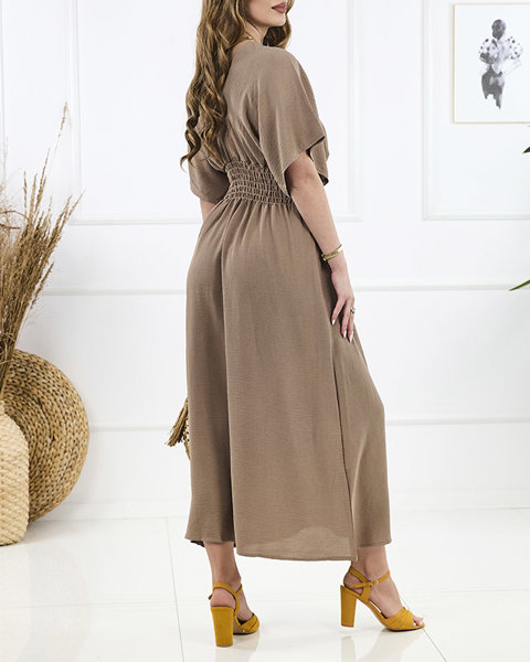 Світло-коричнева жіноча сукня міді PLUS SIZE- Одяг