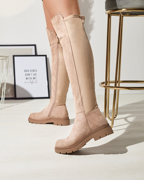 Світло-коричневі жіночі чоботи з екозамші Vexis - Взуття