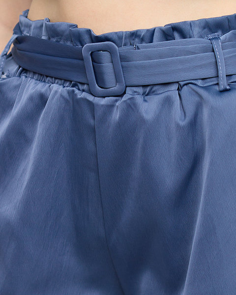 Темно-сині атласні жіночі шорти - Одяг