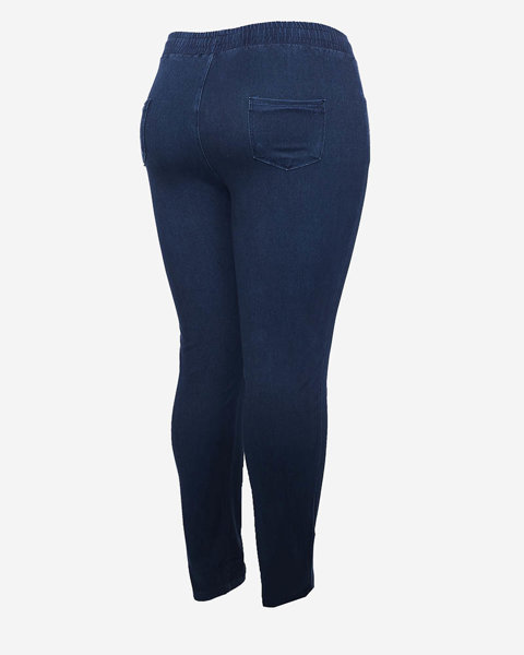 Темно-сині жіночі тканинні штани PLUS SIZE- Одяг
