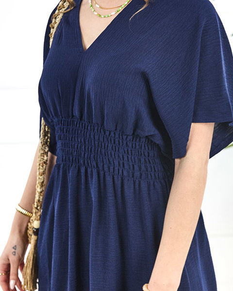 Темно-синя жіноча сукня міді PLUS SIZE- Одяг