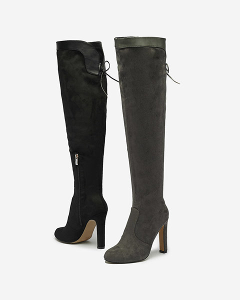 Темно-сірі жіночі чоботи вище коліна Cenolli- Footwear