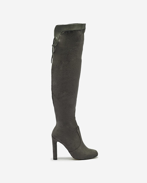 Темно-сірі жіночі чоботи вище коліна Cenolli- Footwear