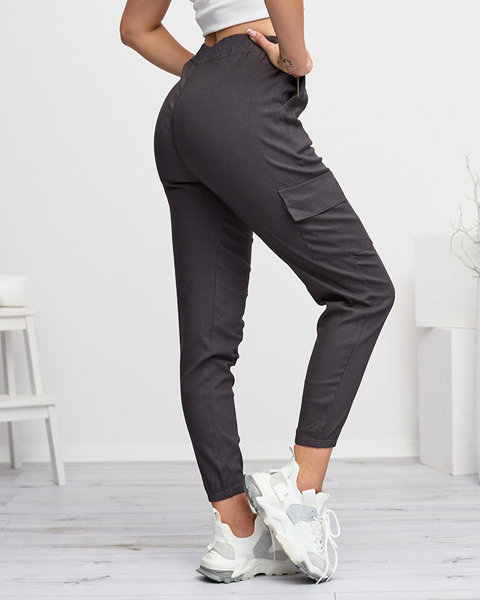 Темно-сірі жіночі штани карго з кишенею що відстібається