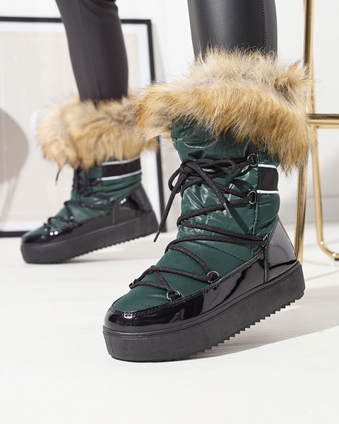 Темно-зелені жіночі лаковані снігоступи Luccav- Взуття
