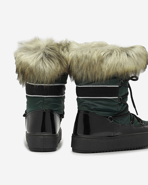 Темно-зелені жіночі лаковані снігоступи Luccav- Взуття