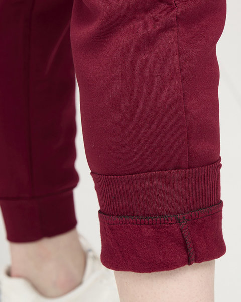 Утеплені жіночі спортивні штани бордового кольору - Одяг