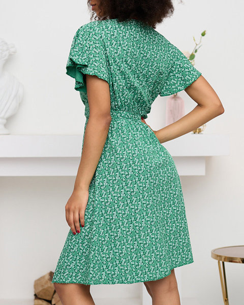 Зелена жіноча квіткова сукня-кльош - Одяг