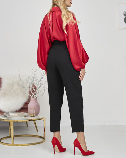 Жіноча бордова коротка атласна блузка PLUS SIZE - Одяг