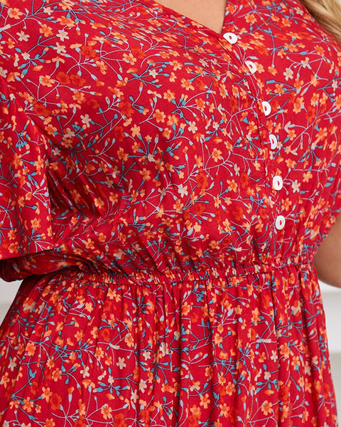 Жіноча червона довга літня сукня з квітами - Одяг